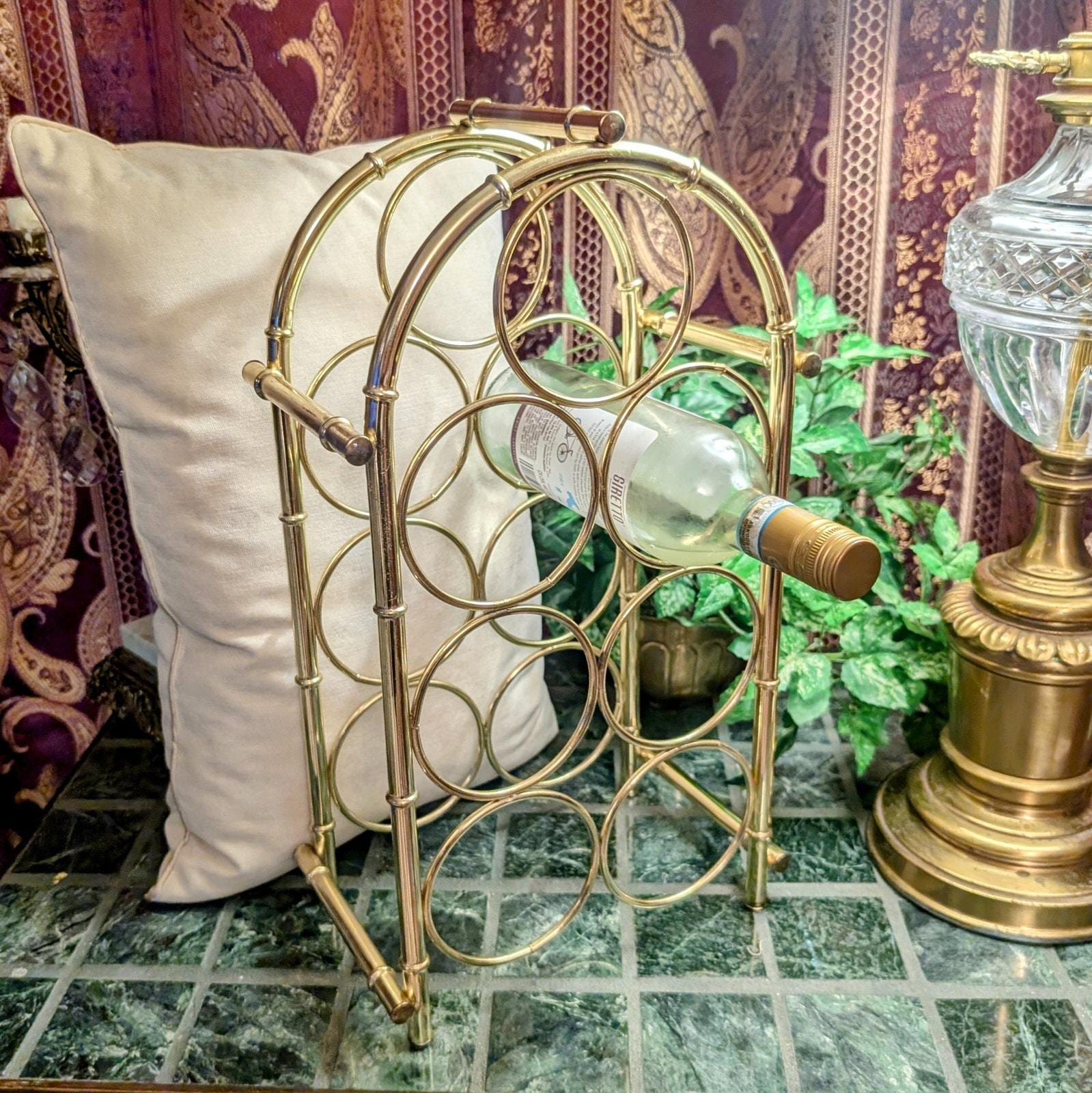 Bottle Large Vintage Polished Brass Floor Table Countertop Wine