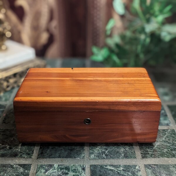 Small Vintage Wooden Lane Cedar Chest with Lock