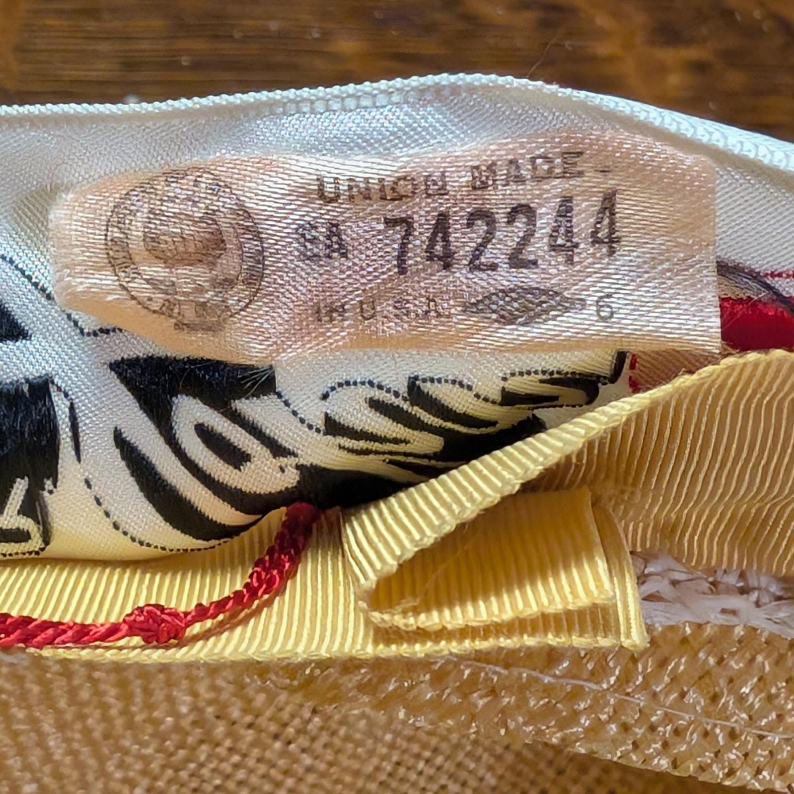 Vintage 1960s MCM Beaded Light Beige Woven Straw Puffy Bubble Hat, Mr. John Jr. Vintage 60s Bucket Hat Mr. John Jr. Raffia & Velvet Cloche  main image 4