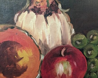 油彩画「　果物　」額入 楽天市場】手描き 油絵 額入り油彩画 果物 カゴ F6サイズ フルーツ