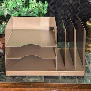 Organizador de escritorio horizontal y vertical de 6 ranuras Lit-Ning modelo 3 HV vintage resistente