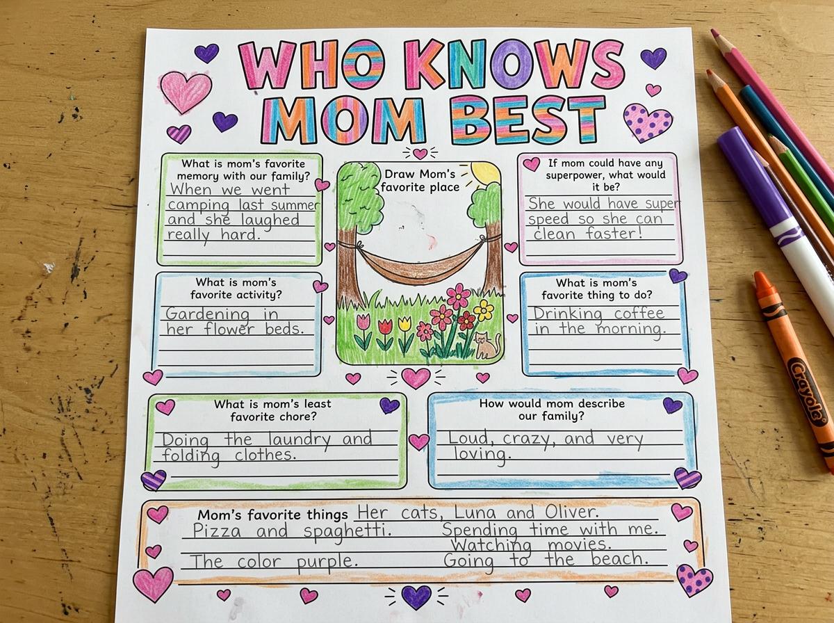 Who Knows Mom Best Printable Worksheet | Mother’s Day Gift | All About ...