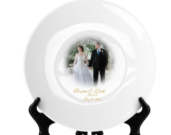 Personalized 18k Gold Trim Ceramic Plate – Wedding Anniversary Keepsake (10.5 Inch)