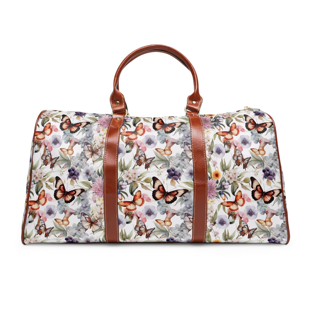 Vintage Floral Duffel Bag Weekender Travel Bag Waterproof Boho