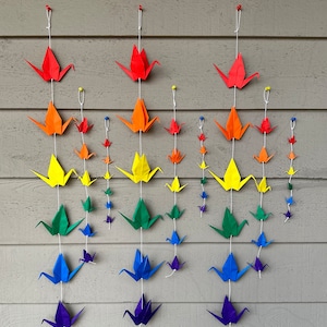 String of Rainbow Paper Cranes image 1