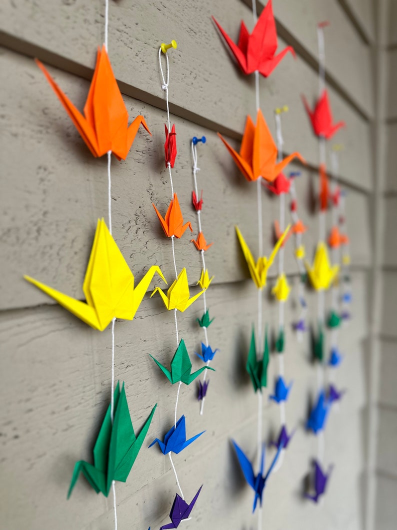 String of Rainbow Paper Cranes image 3