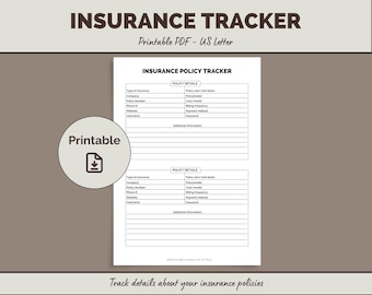 Insurance Policy Tracker Printable PDF