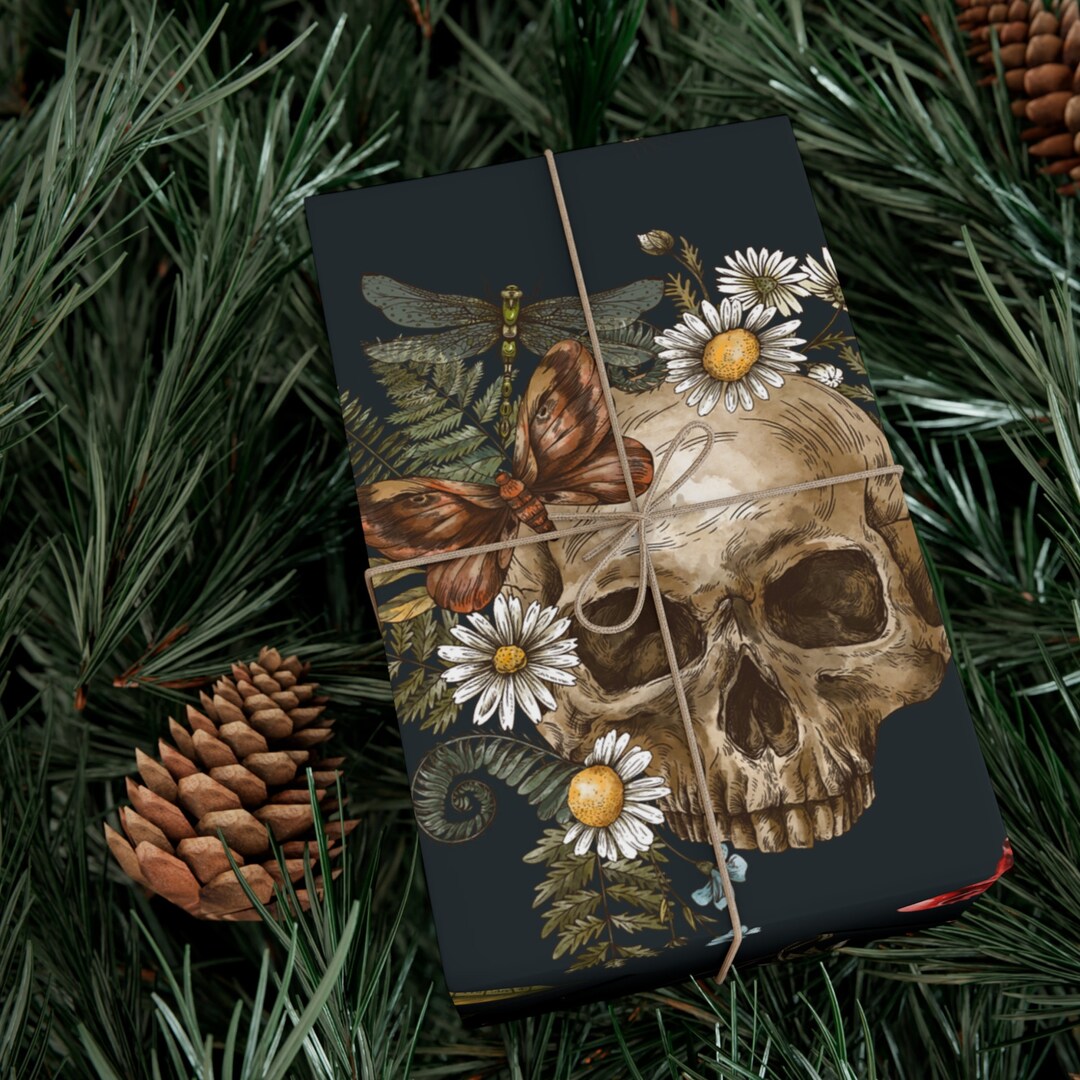 Dark Academia With Gothic Skull Mandrake and Rabbit Gift Wrap for ...