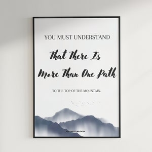 Décoration de bureau/maison moderne, citation de motivation, amélioration personnelle, citation inspirante de Miyamoto Musashi, art mural imprimable pour le travail et la maison
