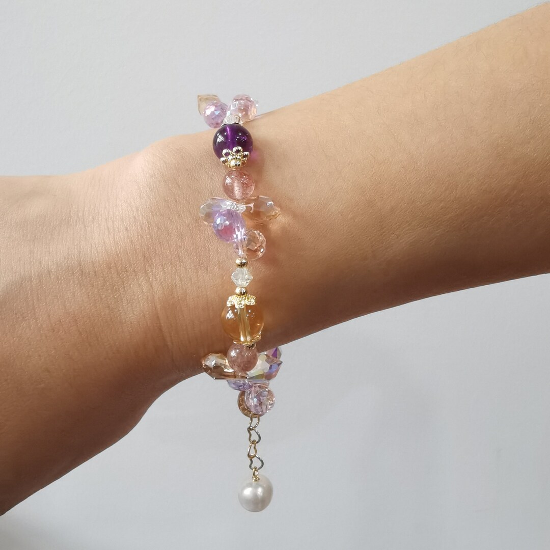 Rainbow Crystal Bracelet, Natural Stone Healing Crystal Bracelet