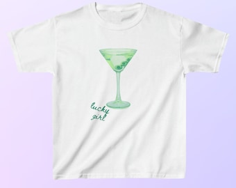Dirty Martini-baby-T-shirt, Y2k-baby-T-shirt, St. Patricks Day-baby-T-shirt, Lucky-shirt, Lucky Girl Syndrome, Jaren 90-baby-T-shirt, Martini-shirt, Cocktail