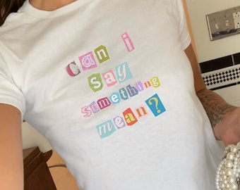 ¿Puedo decir algo malo camiseta de bebé, top gráfico divertido, camiseta gráfica de bebé, camiseta de bebé Y2k, camiseta de la niñez del álbum de recortes, regalo de la Generación Z para las mujeres