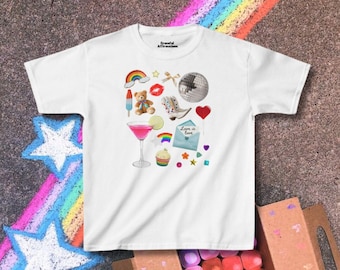 Pride Baby Tee Subtle Pride Shirt Y2K Baby Tee Rainbow T-Shirt Protect Trans Kids Queer Crop Top Love is Love LGBT Gay Graphic Tee Collage