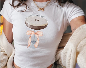 Espresso Martini Baby Tee, Martini Lover, Cocktail Drink Baby Tee, Coquette Baby Tee, Y2k Graphic Baby Tee, Trending Shirt, Gift for her