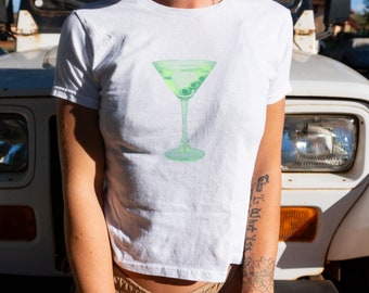 St Patricks Day Baby Tee, Martini Shirt, Dirty Martini Baby Tee, Y2k Baby Tee, Baby Tee Vrouwen, Lucky Girl Syndroom, Dirty Martini Cocktail