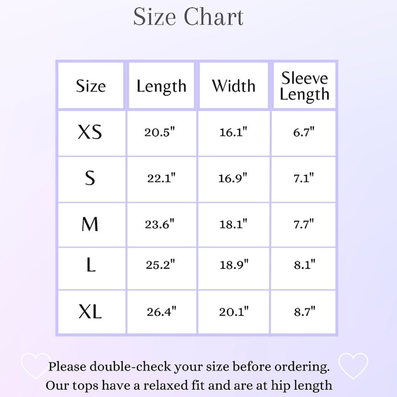 Sizing chart
