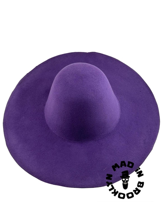 dark purple  Rabbit Wool Felt Capeline Hat - 12cm Brim