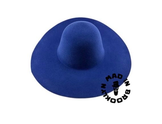 Blue royal  70% rabbit  / wool  fur felt capeline western weight 220 grams,  12 cm brim.
