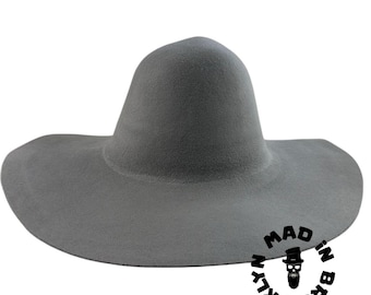 Sombrero capelina de mezcla de lana de conejo gris, ala de 12 cm (cuerpo de sombrero para sombrereros)