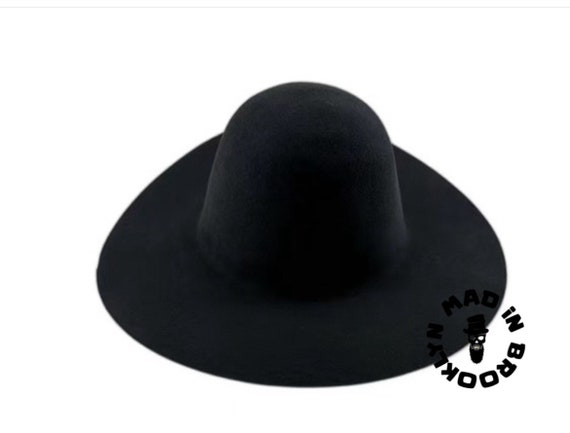 Black 70% rabbit / wool felt capeline western weight 220 grams,  12 cm brim
