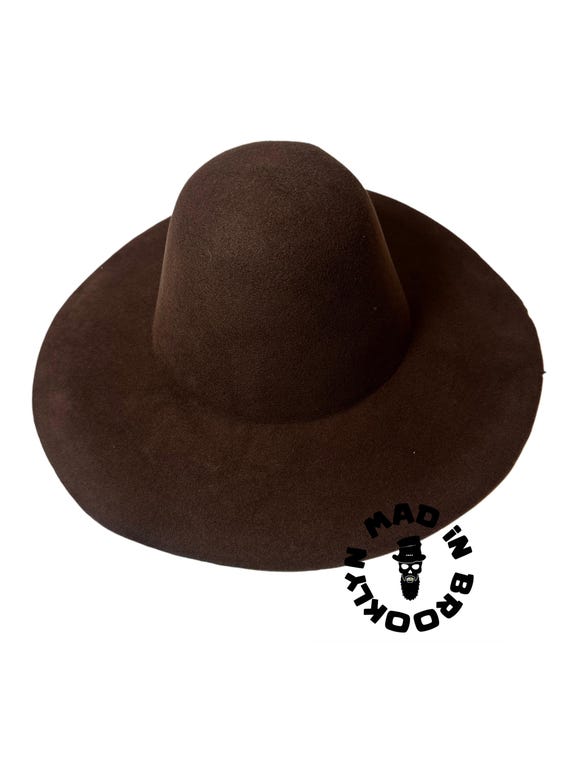 Brown 70% rabbit / wool felt capeline western weight 220 grams,  12 cm brim. More colors available. Dm for info