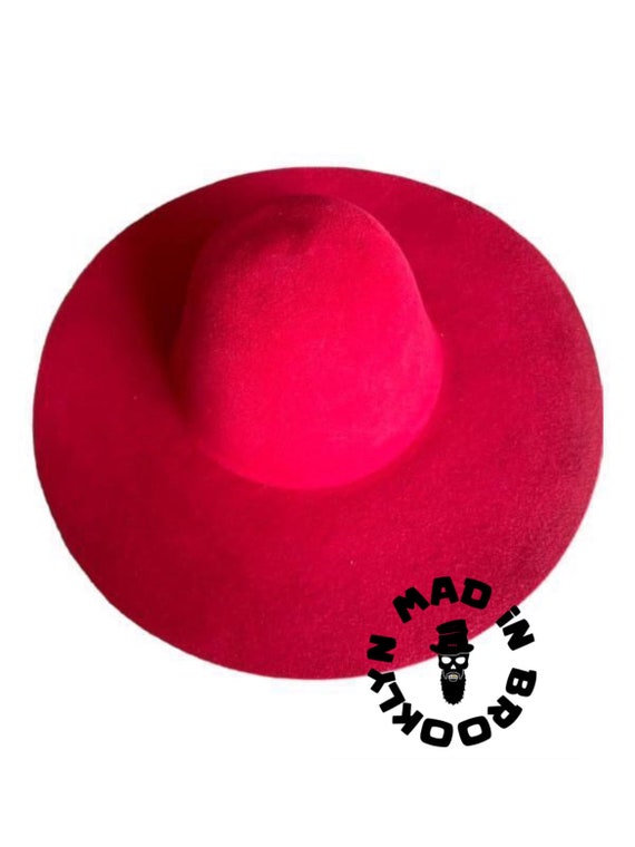 Red 70% rabbit  / wool  fur felt capeline western weight 220 grams,  12 cm brim.  BULK  orders can be arranged.  please contact us directly