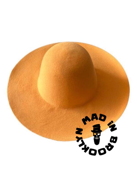 Apricot 70% rabbit  / wool  fur felt capeline western weight 220 grams,  12 cm brim.