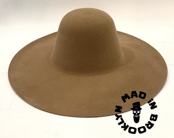 Camel Rabbit Wool Felt Capeline Hat, Western Style