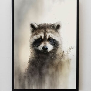 Raccoon Prints, Digital Prints, Printable Wall Art, Nature Print, Natural Wall Art, Nature Print, Nature Wall Art, Rustic Print
