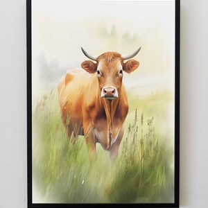 Cow Prints, Digital Prints, Printable Wall Art, Nature Print, Country Wall Art, Cow Illustration, Nature Wall Art, Rustic Print