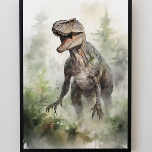 Dinosaur Prints, Digital Prints, Printable Wall Art, Nature Print, Natural Wall Art, Allosaurus Illustration, Prehistoric Wall Art