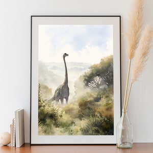 Dinosaur Prints, Digital Prints, Printable Wall Art, Nature Print, Natural Wall Art, Brachiosaurus Illustration, Prehistoric Wall Art,