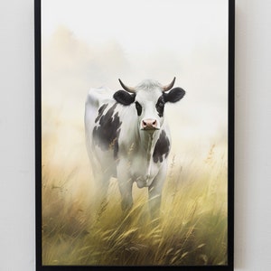 Cow Prints, Digital Prints, Printable Wall Art, Nature Print, Natural Wall Art, Cow Illustration, Farm Animal Wall Art, Rustic Print