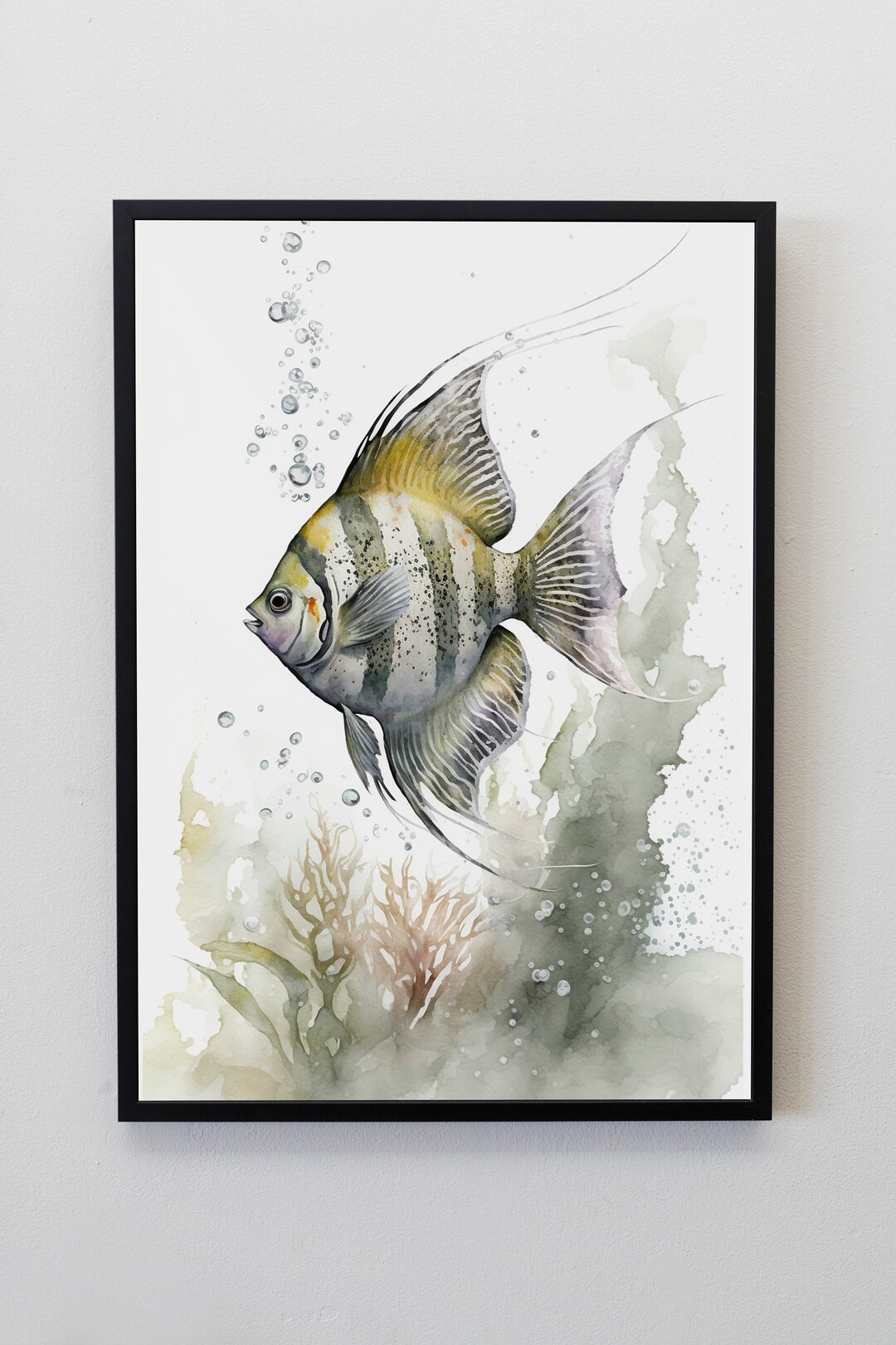 Angelfish Print, Ocean Wall Art, Nature Illustration (digital Download ...