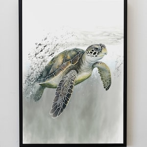 Sea Turtle Prints, Digital Prints, Printable Wall Art, Nature Print, Natural Wall Art, Ocean Animal Print, Nature Wall Art, Minimal Print