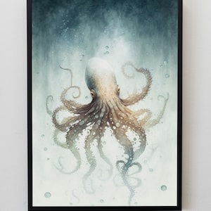 Octopus Prints, Digital Prints, Printable Wall Art, Nature Print, Natural Wall Art, Ocean Animal Print, Nature Wall Art, Rustic Print