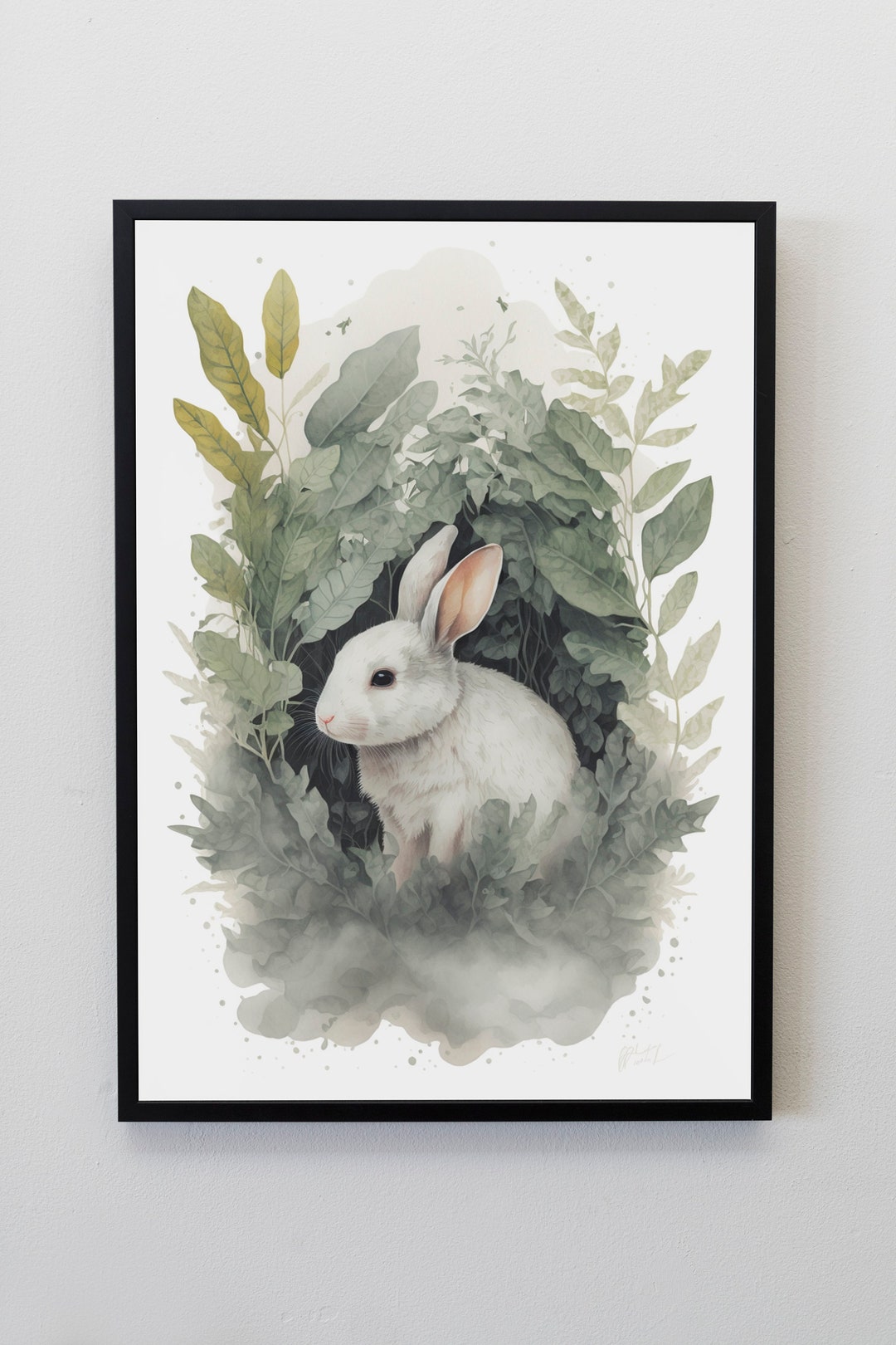 Rustic Print Rabbit White Rabbit Nature Print, Rustic Wall Art (digital Print) - Etsy