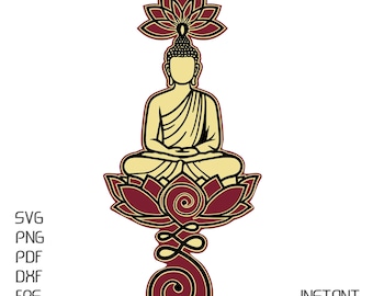3 layer Buddha Bodhi Lotus SVG Laser Cut File, Zen Meditation Symbol (Digital Download)