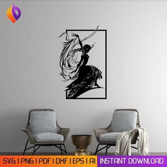 Princess walking Wall Art dxf, svg, eps,ai and pdf files for laser cutting. plasma art dxf, aser , Glowforge files Metalic CNC dxf