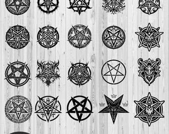 Satanic Symbols Clipart: Occult Gothic Illustrations (SVG, PNG, AI Digital Download)
