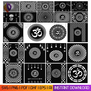 Om muurdecor lasergesneden DXF-bestand voor Glowforge- en CNC-machines - Aum-muurdecor, vinyl metalen paneel snijden, digitale downloadbundel