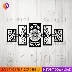 Aum 5 frame wall art File DXF tagliato al laser per macchine Glowforge e CNC - decorazione da parete yoga, taglio di pannelli metallici, taglio al plasma - download digitale