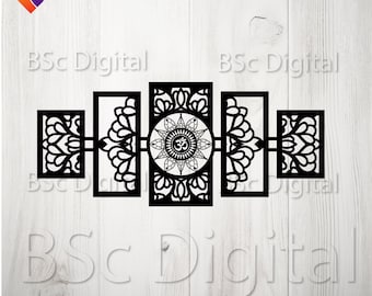 Om Mandala SVG Cut File, Lotus Temple Arch Design for CNC Laser Projects, Hindu Spiritual Decor