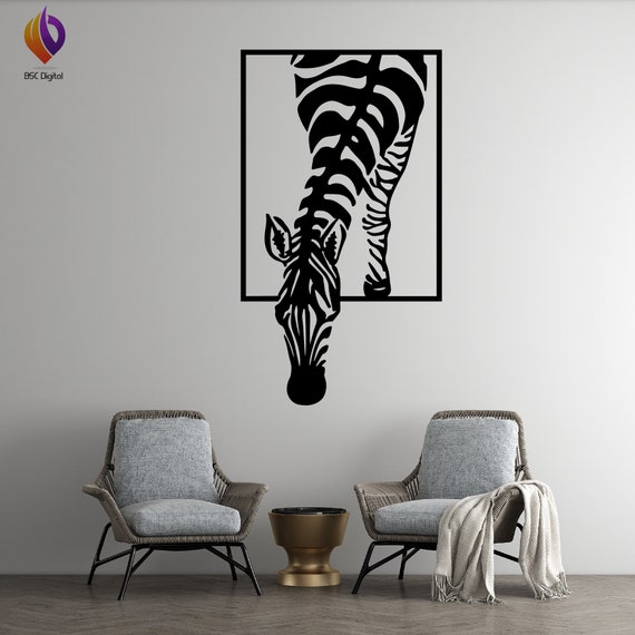 zebra head grazing Wall Art dxf, svg, eps,ai and pdf files for laser cutting. plasma art dxf, aser , Glowforge files Metalic CNC dxf