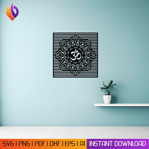 Aum shiva round mandala wallart Laser-Cut DXF File for Glowforge and CNC Machine, Vinyl Metal Panel Cutting, Plasma Cut - Digital Download