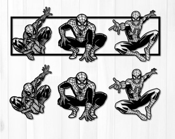 Spiderman SVG Bundle, Layered Superhero Cut File for Cricut, Black and White Digital Download, Birthday Party Design