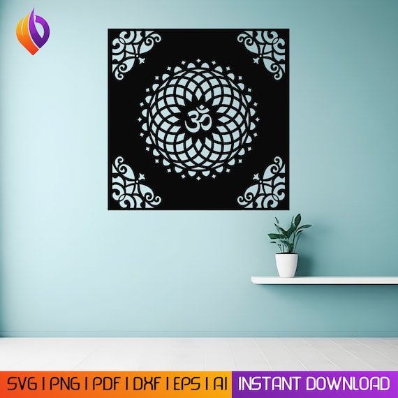 Om wall Decor Laser-Cut DXF File for Glowforge and CNC Machines - Aum wall Decor, Vinyl Metal Panel Cutting, Digital Download bundle