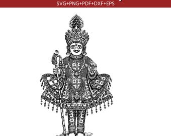 Harikrushna Maharaj SVG | Hindu Line Art Cut File (Digital Download)