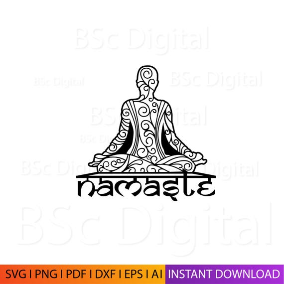 Namaste Yoga SVG | Laser Cut DXF | Meditation Wall Art | Zen Digital Download for Cricut & CNC
