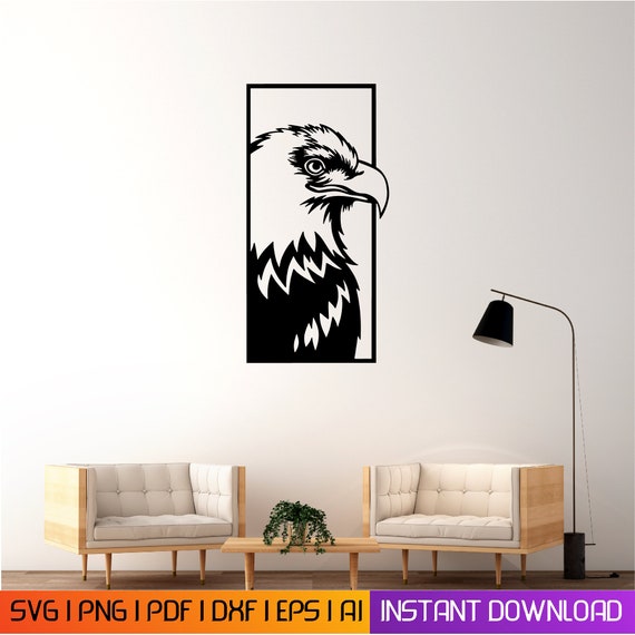 Eagle head Wall Art dxf, svg, eps,ai and pdf files for laser cutting. plasma art dxf, aser , Glowforge files Metalic CNC dxf